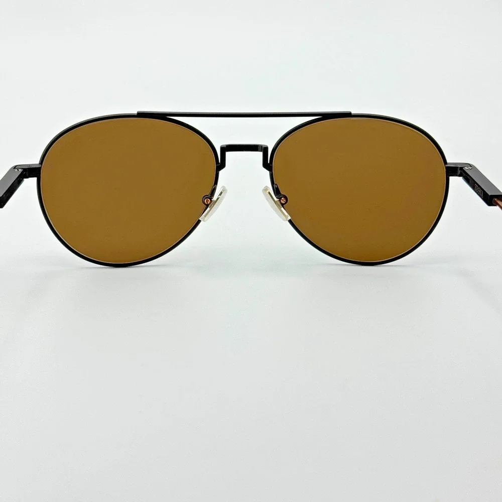 Ermenegildo Zegna Sunglasses EZ0288 49E Matte Dark Brown Aviator Brown Lens 55mm